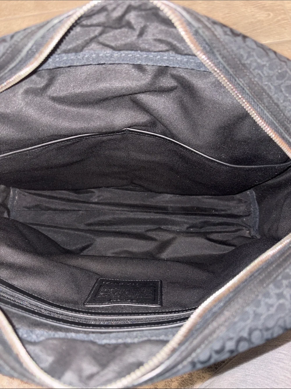 Coach Black Signature Canvas Laptop Bag with Leather Handles